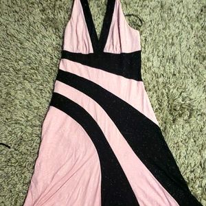 Black & Pink Sparkly Halter Dress